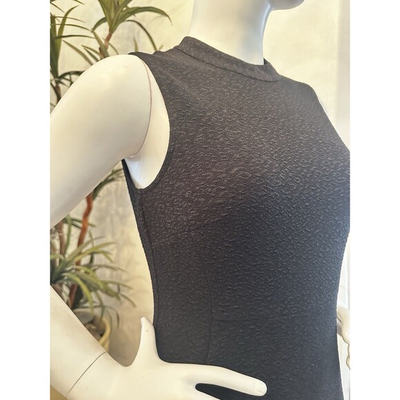 NWT Anne Klein Sleeveless Sheath Dress 8 Black Textured Stretchy‎ Curve Hugging - Picture 2 of 16